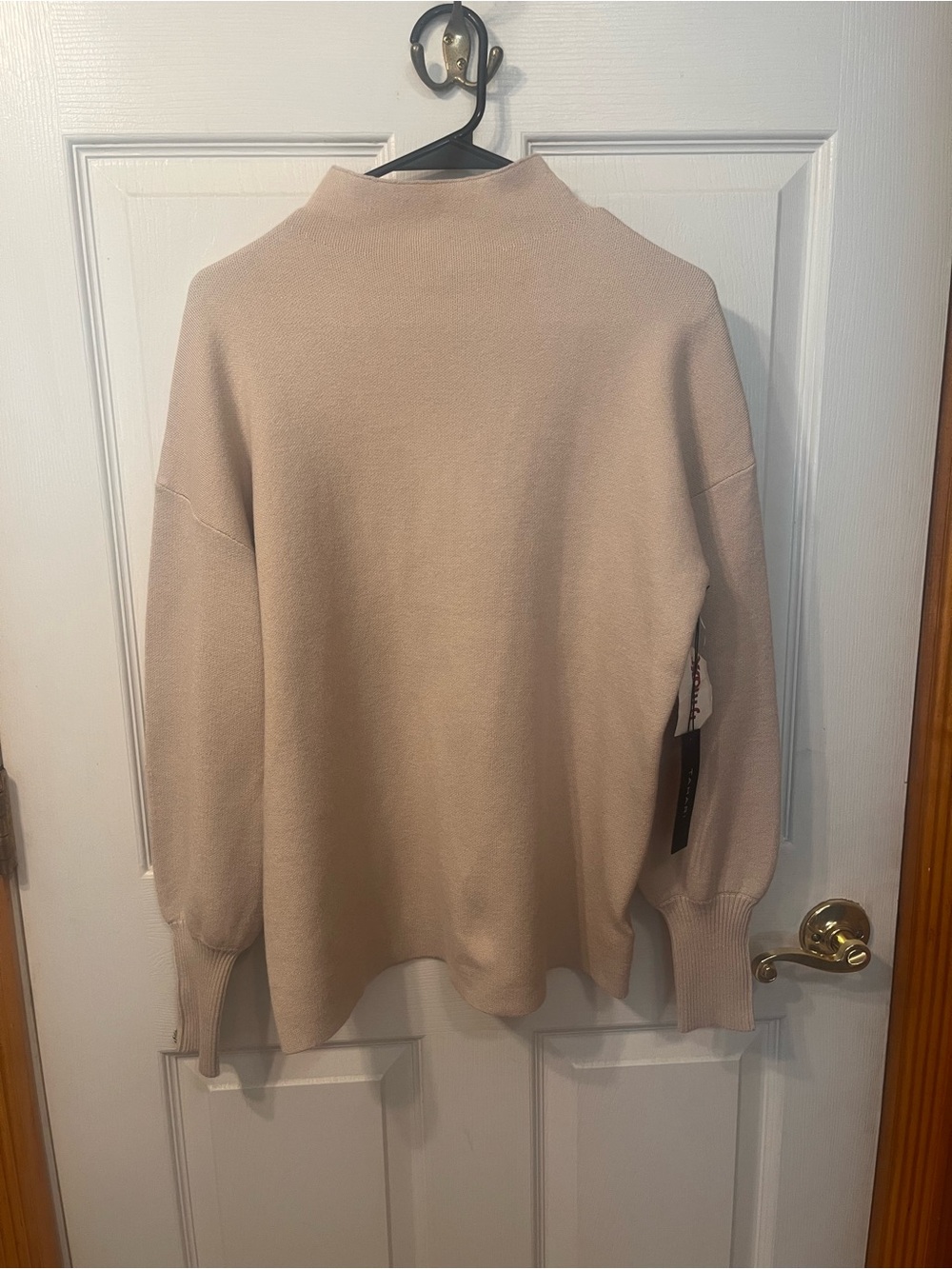 Tahari Mock Neck Long Sleeve Sweater - Dove Beige